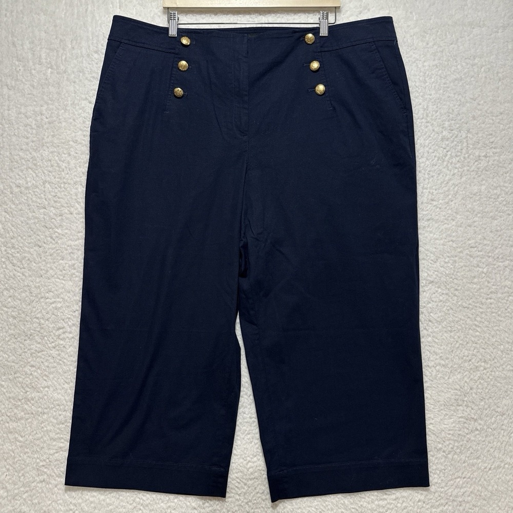 Talbots Women's Navy Blue Sailor Crop‎ Pants Size 22W